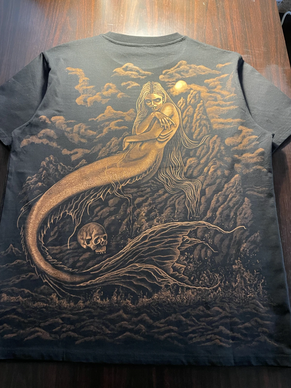 Dark mermaid bleach shirt design with a gothic fantasy ocean theme