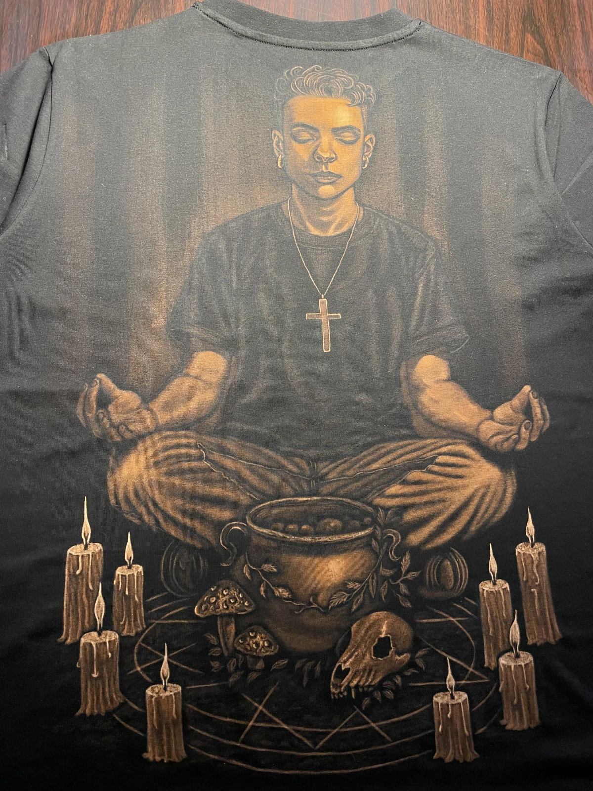 Handmade custom bleach art design on black clothing