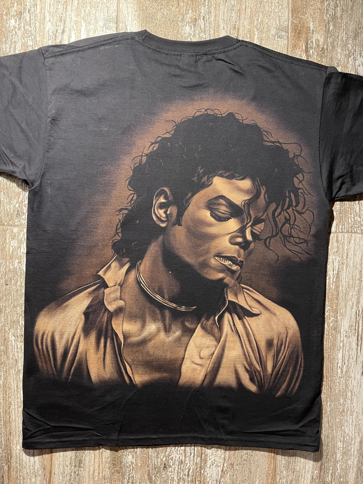 Michael Jackson portrait bleach art design on a black T-shirt