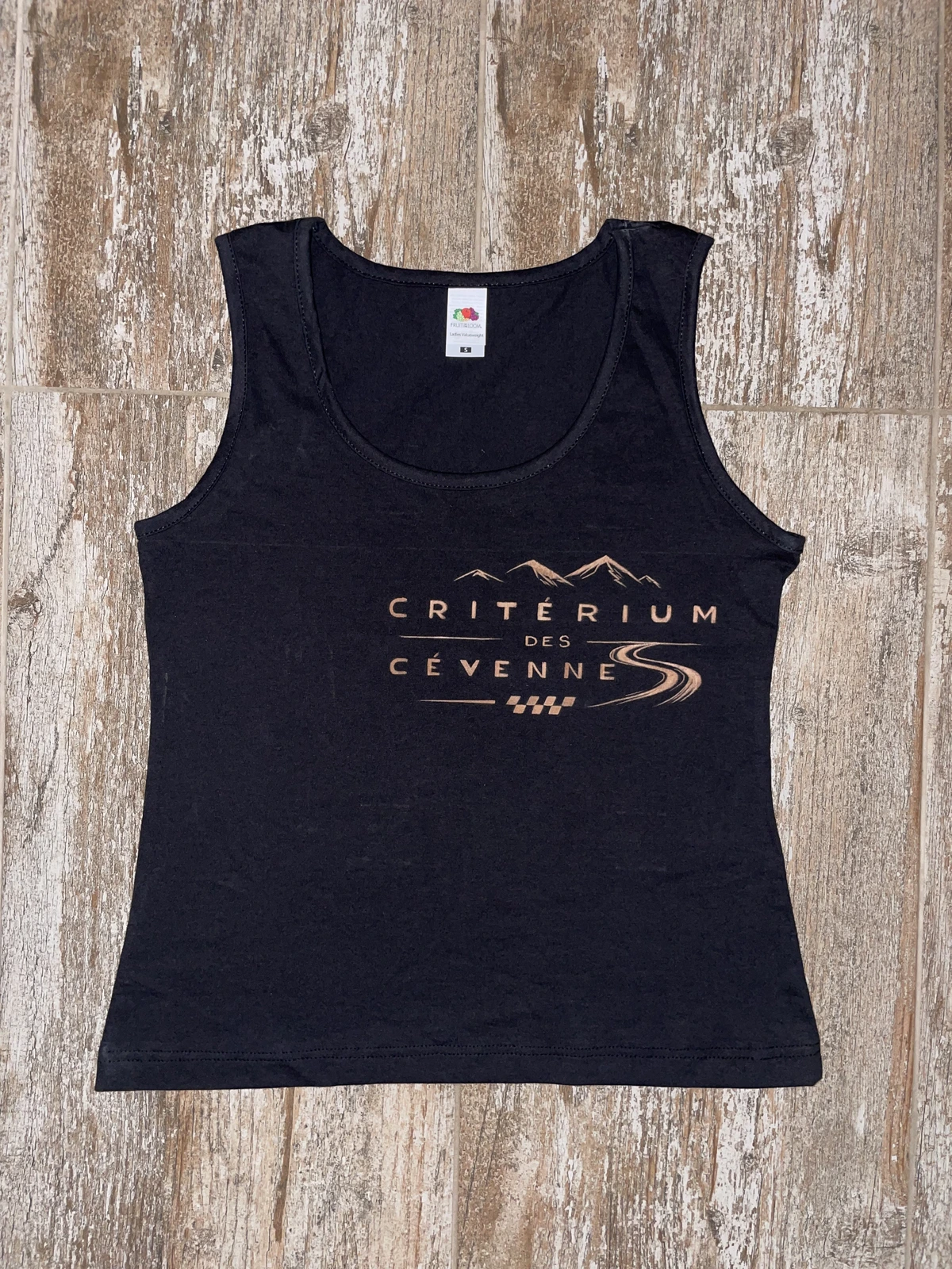Minimal racing logo bleach design hand-painted on a black tank top