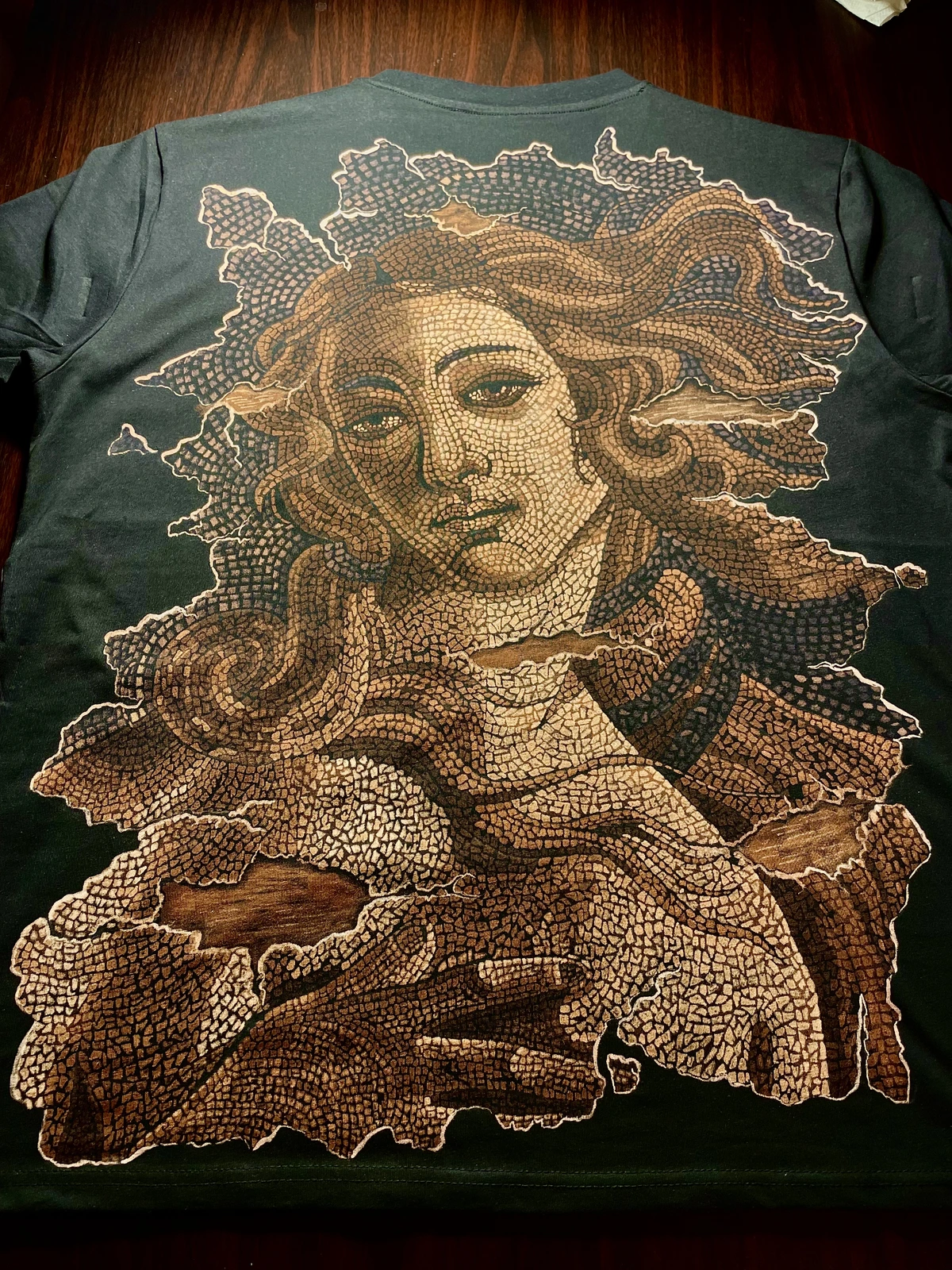 Venus de Milo mosaic bleach shirt design inspired by classical sculpture