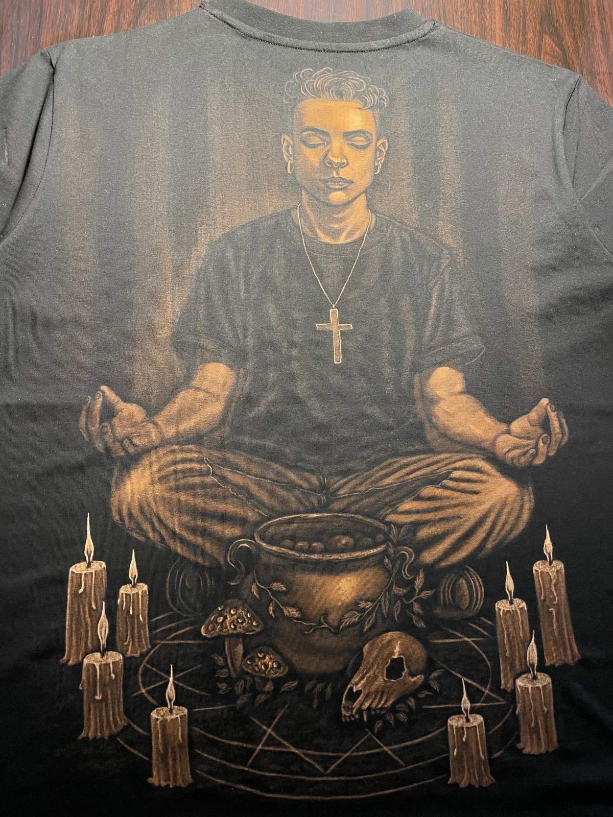 Handmade custom bleach art design on black clothing