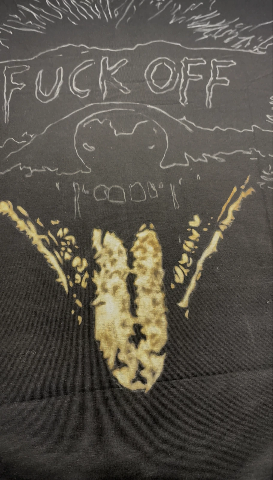 Detailed bleach painting showing highlights and fine texture on black fabric