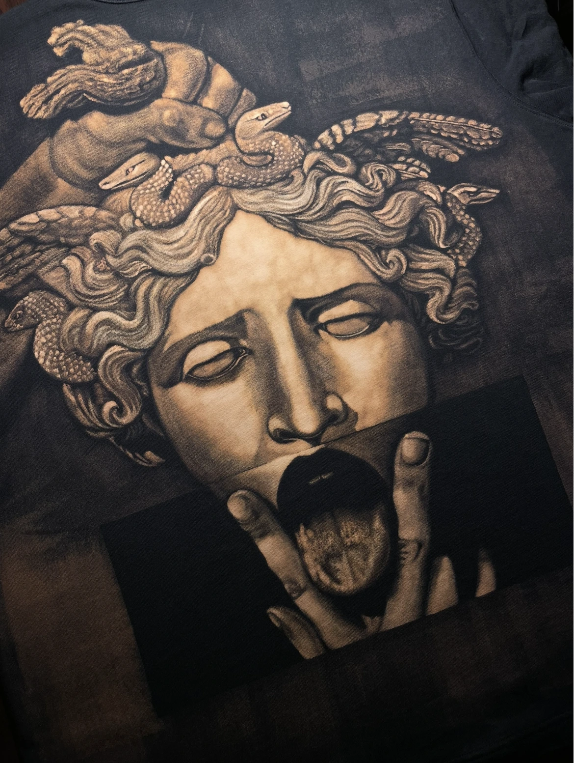 Handmade bleach art clothing showing organic texture compared to printed apparel