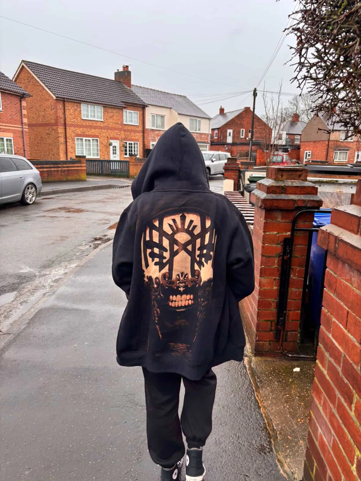 Sleep Token inspired bleach art zip hoodie with dark handmade artwork