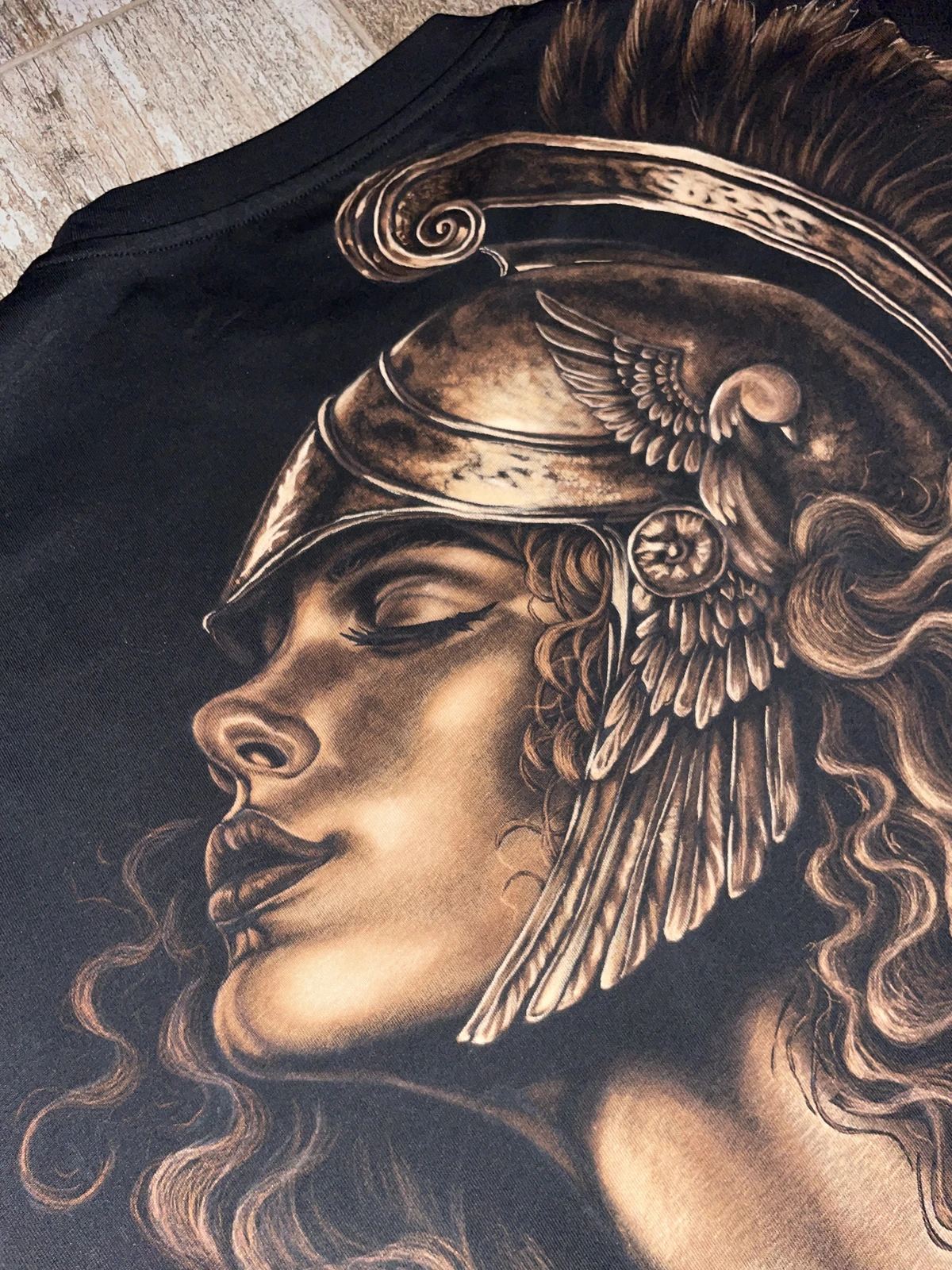 Detailed hand-painted bleach art design on custom clothing