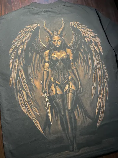 Custom bleach art t-shirt with demon warrior design and detailed handmade artwork