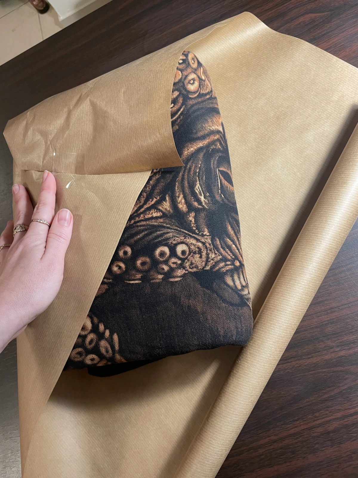 handmade bleach art hoodie wrapped for shipping