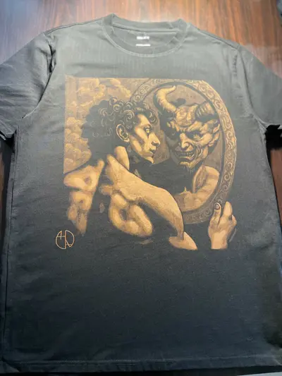 Fantasy bleach art design on black t-shirt