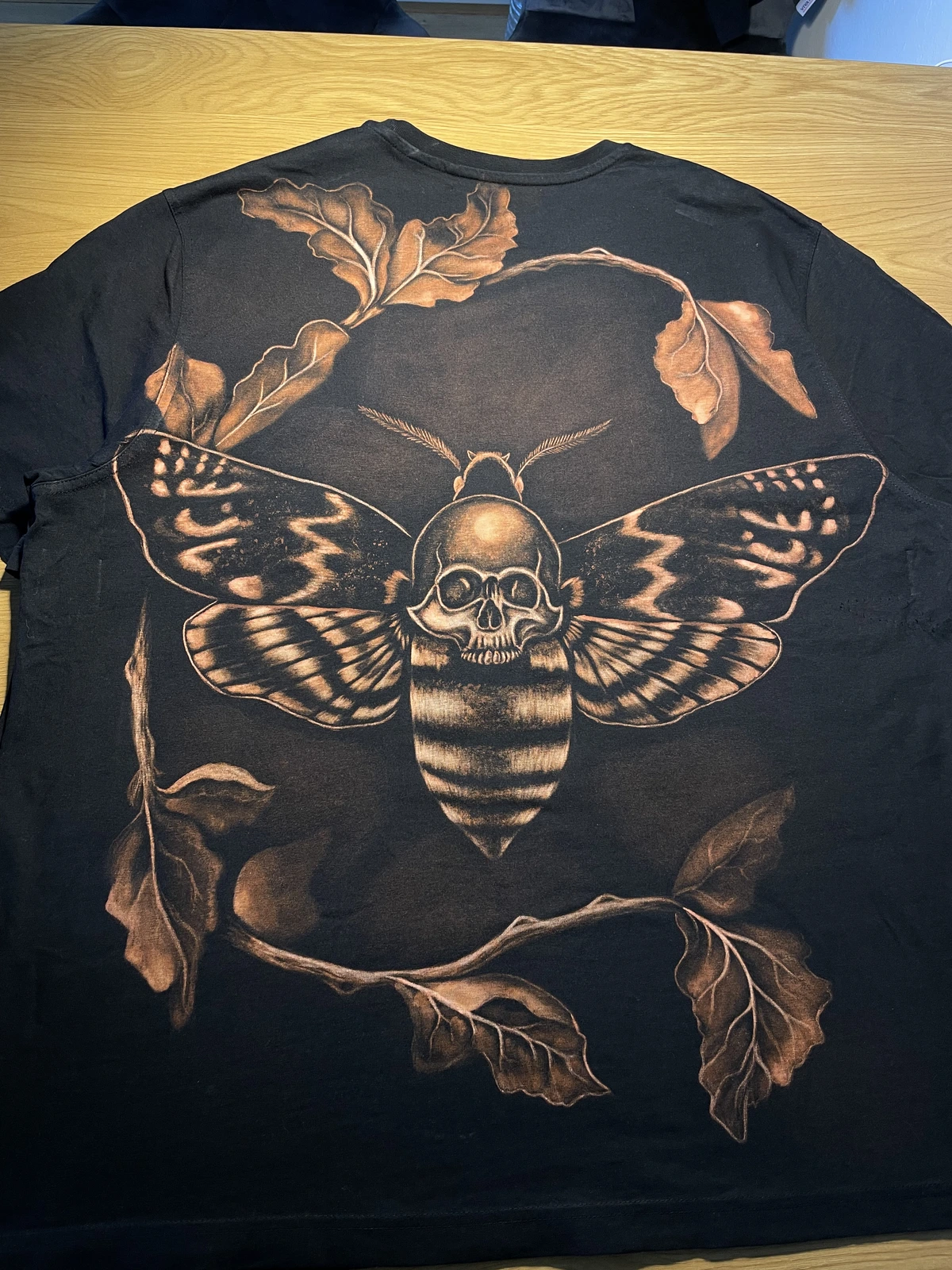Bleach art shirt before neutralize bleach after painting