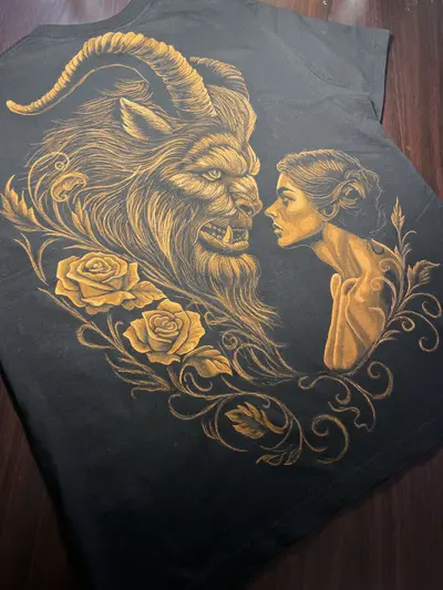 Custom bleach art clothing finished handmade design on black fabric