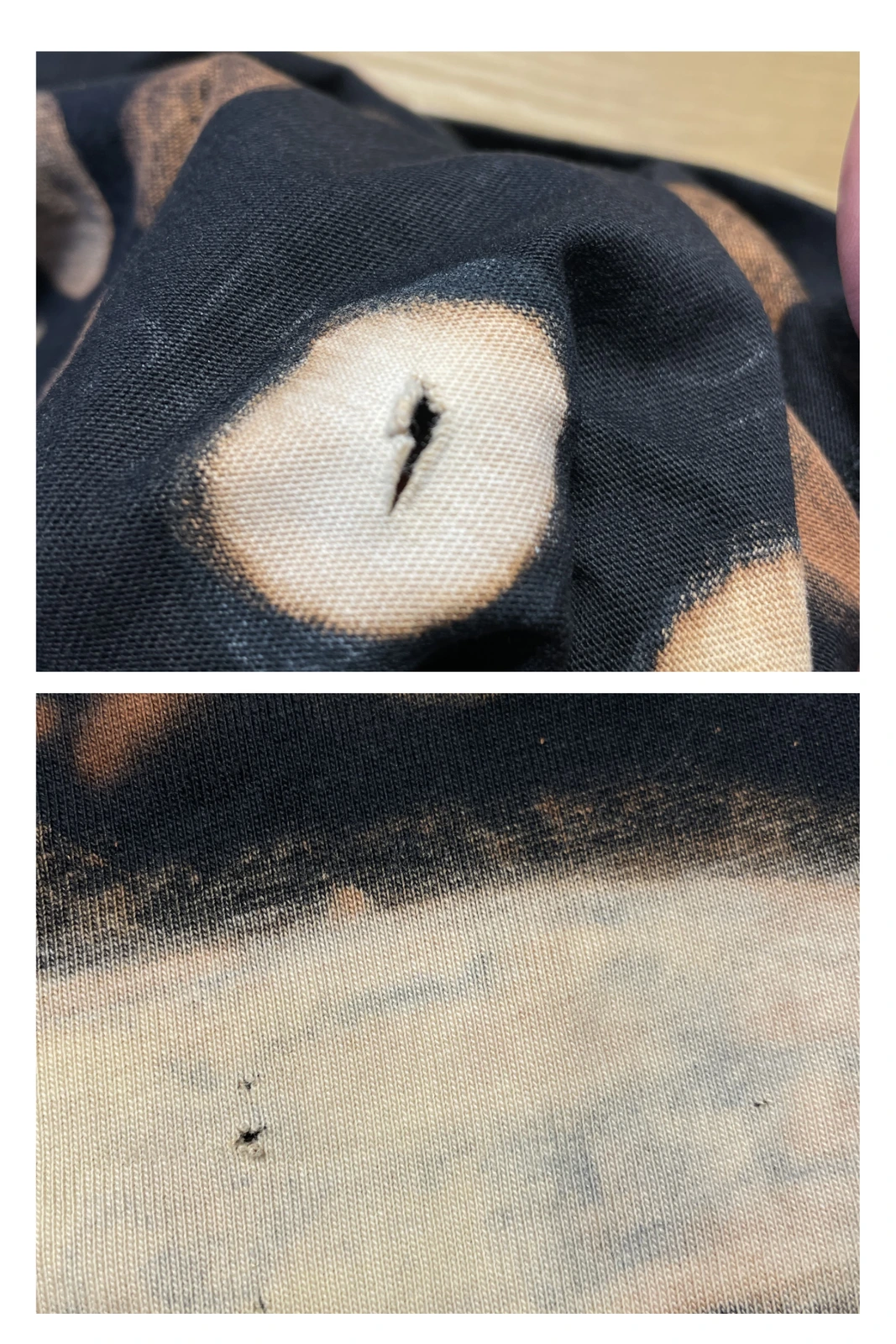Unscharfe Bleach Painting Kanten auf Stoff