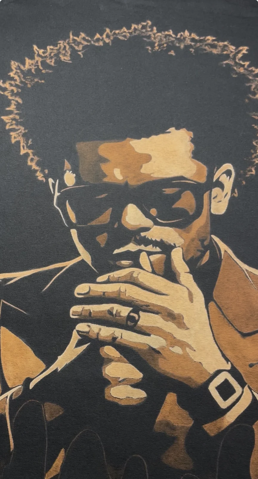 Close-up of bleach art portrait design with bleach bottle and brush