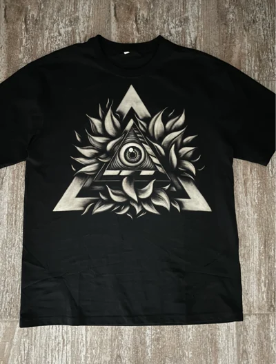 All-seeing eye occult bleach art t-shirt front design, mystical gothic eye graphic shirt