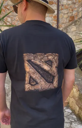 Bleach art illustration inspired by a Dota-style fantasy game logo on a t-shirt