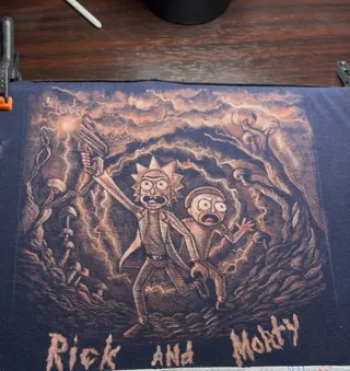 Bleach art illustration inspired by a Rick and Morty–style sci-fi battle scene