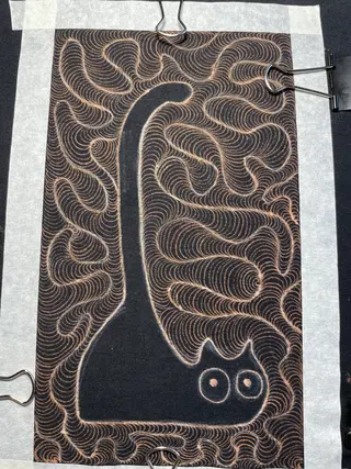 Cat bleach art illustration created in zentangle style