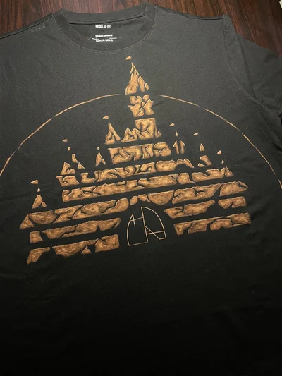 Destroyed castle bleach shirt artwork inspired by fairy tales and fantasy. This dramatic piece explores creative bleach design ideas and dark bleach clothing designs.