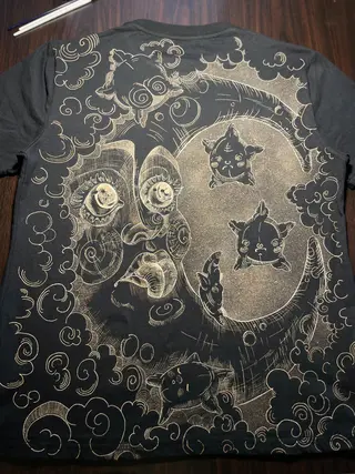 Moon and stars line art bleach illustration with a minimalist celestial design