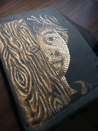 Mosaic-style bleach art illustration of a young boy