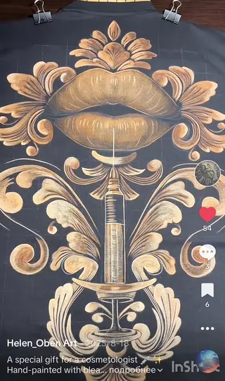 TikTok screenshot featuring a bleach art t-shirt created for a beauty professional