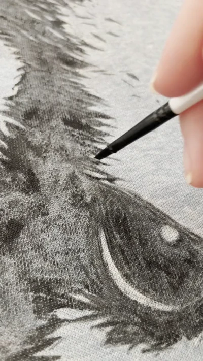 Video of first paint brush strokes on angry bunny sweatshirt design