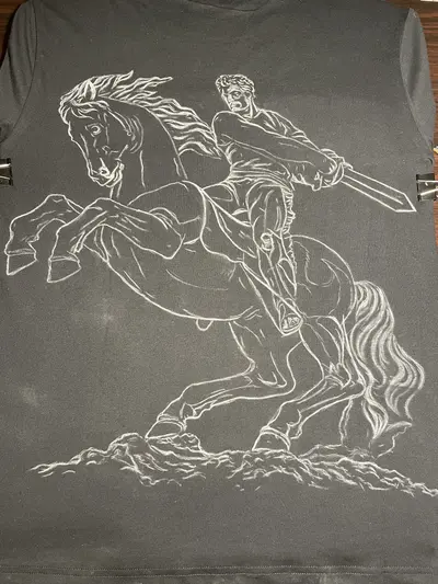 Chalk sketch of David of Sassoun monument before bleach painting