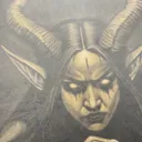 Live-Video einer Dämonenfrauen-Bleach-Art-Illustration auf der Vorderseite eines T-Shirts