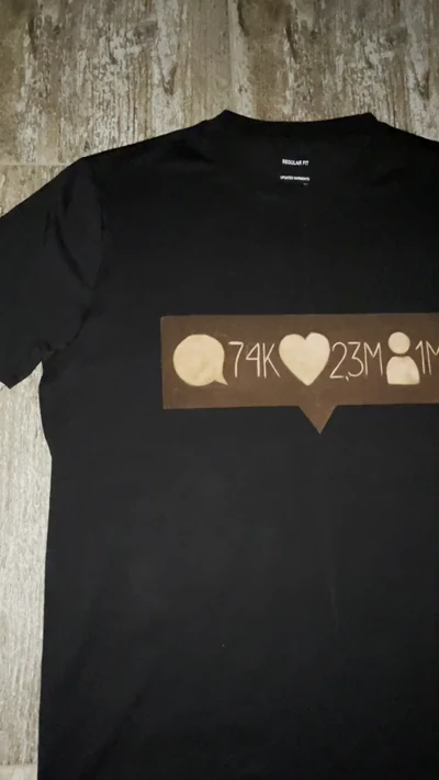 Front view of Digital Addiction Bleach T-Shirt with social media notification icons