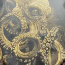 Close-up video showing kraken tentacle details in a bleach art hoodie design