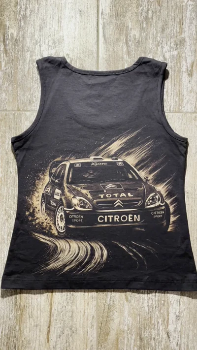 Video des handgemalten Citroën Rallyeautos auf Rallyeauto Bleach Art Tanktop