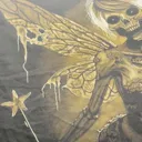 Video showing the skeleton fairy bleach art design on the back of the t-shirt