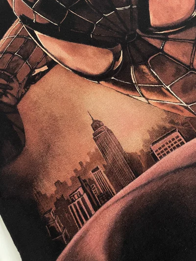 Close-up of the fine lines, bleach shading and small details in the Spider-Man back design