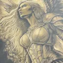 Live video showing the full Valkyrie bleach art illustration on the back of a t-shirt
