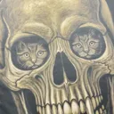 Live video showing the full vampire skull bleach art design on the back of the t-shirt
