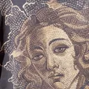 Daylight video showing the Venus de Milo mosaic bleach art design on the back of the t-shirt