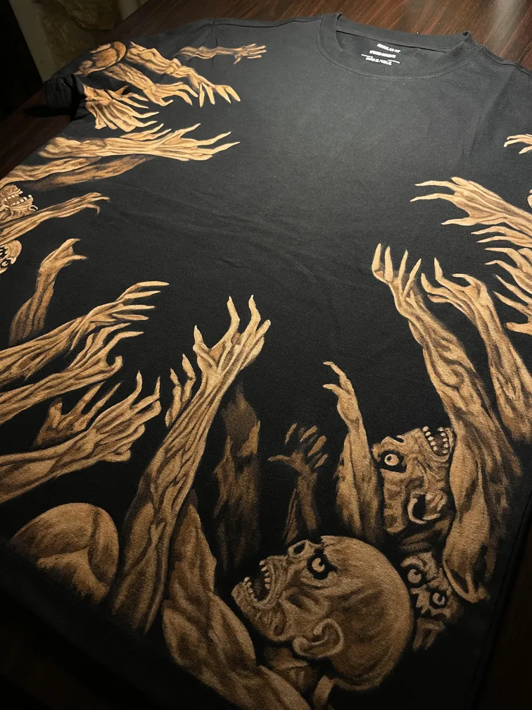 Close-up of zombie hands illustration with detailed fingers in bleach art style