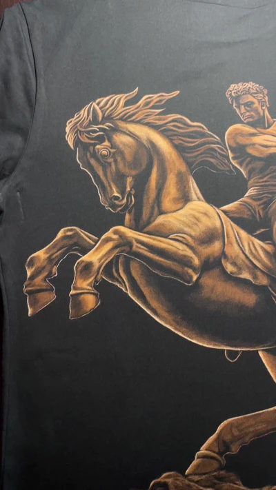 David von Sassoun Bleach Art auf schwarzem T-Shirt – Heldenfigur Design