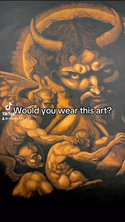 Gefallener Engel und Dämonen Bleach Art auf schwarzem T-Shirt – dunkler Fantasy Designprozess