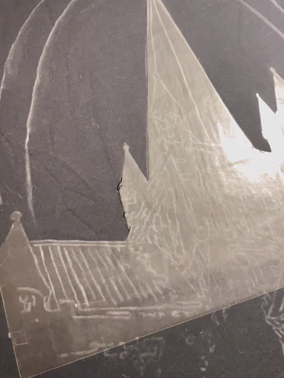 Gotisches Schloss Bleach Art auf schwarzem Hoodie – dunkler Architektur Designprozess