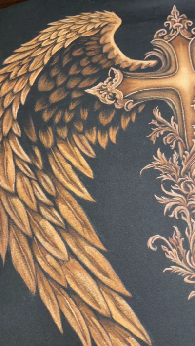 Gotisches Kreuz mit Flügeln und „SOG“-Schriftzug Bleach Art auf Kleidung