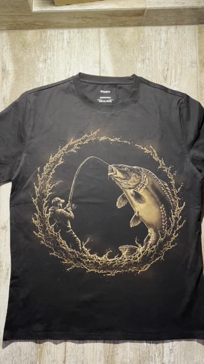 Hand Painted Mirror Carp Fishing Shirt – Finished T-Shirt Fishing Design