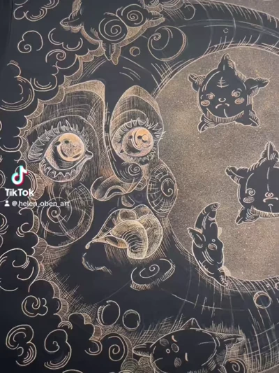 Mond und Sterne Bleach Art auf schwarzem T-Shirt – kosmischer Designprozess